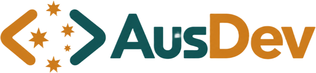 AusDev logo — code brackets around the Southern Cross